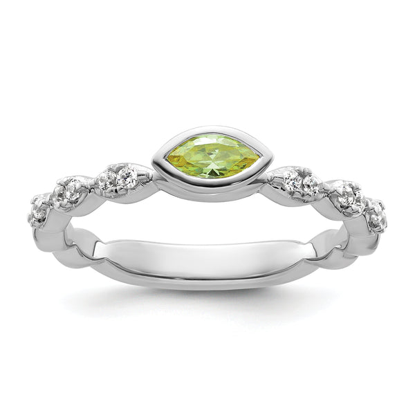 14k White Gold Stackable Expressions Peridot and Diamond Ring