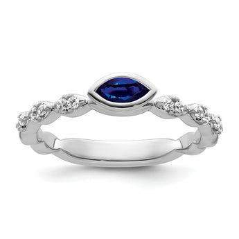 14k White Gold Stackable Expressions Cr.Sapphire and Diamond Ring - Birthstone Company