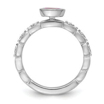 14k White Gold Stackable Expressions Pink Tourmaline and Dia. Ring - Birthstone Company