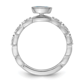 14k White Gold Stackable Expressions Blue Topaz and Diamond Ring - Birthstone Company