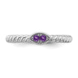 14k White Gold Stackable Expressions Amethyst Twisted Ring - Birthstone Company