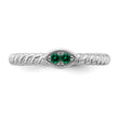 14k White Gold Stackable Expressions Created Emerald Twisted Ring - Birthstone Company