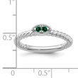 14k White Gold Stackable Expressions Created Emerald Twisted Ring - Birthstone Company