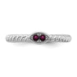 14k White Gold Stackable Expressions Rhodolite Garnet Twisted Ring - Birthstone Company