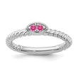 14k White Gold Stackable Expressions Pink Tourmaline Twisted Ring - Birthstone Company
