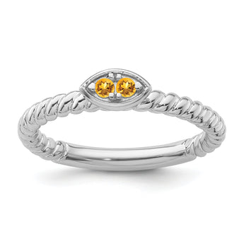 14k White Gold Stackable Expressions Citrine Twisted Ring