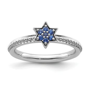 14k White Gold Stackable Expressions Created Sapphire Star Ring - Birthstone Company