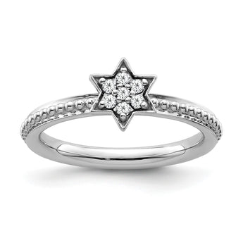 14k White Gold Stackable Expressions Diamond Star Ring - Birthstone Company