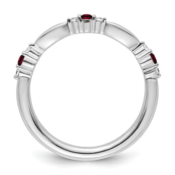 14k White Gold Stackable Expressions Garnet and Diamond Ring - Birthstone Company