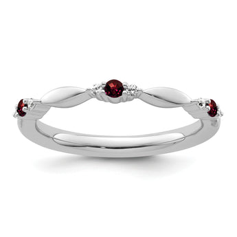 14k White Gold Stackable Expressions Garnet and Diamond Ring - Birthstone Company