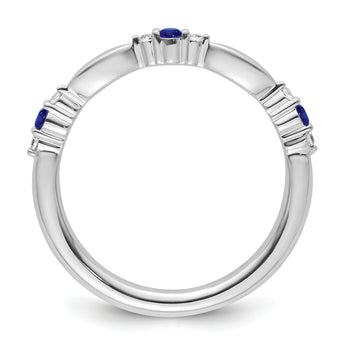 14k White Gold Stackable Expressions Created Sapphire and Dia. Ring - Birthstone Company