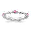 14k White Gold Stackable Expressions Pink Tourmaline and Dia. Ring - Birthstone Company