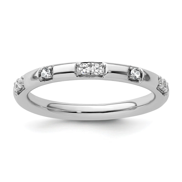 14k White Gold Stackable Expressions White Topaz and Diamond Ring - Birthstone Company