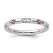 14k White Gold Stackable Expressions Pink Tourmaline and Dia. Ring - Birthstone Company