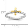 14k Two-tone Gold Stackable Expressions Diamond Cross Ring - Birthstone Company