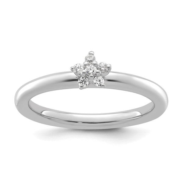 14k White Gold Stackable Expressions Diamond Star Ring - Birthstone Company