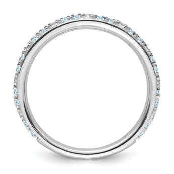 14k White Gold Stackable Expressions Aquamarine and Diamond Ring - Birthstone Company