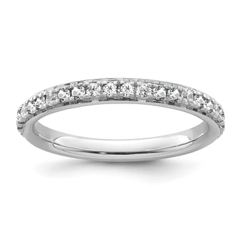 14k White Gold Stackable Expressions White Topaz and Dia. Ring - Birthstone Company