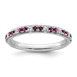 14k White Gold Stackable Expressions Rhodolite Garnet and Dia. Ring - Birthstone Company