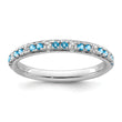14k White Gold Stackable Expressions Blue Topaz and Diamond Ring