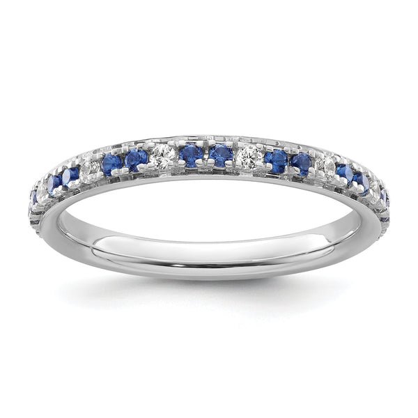 14k White Gold Stackable Expressions Cr.Sapphire and Diamond Ring