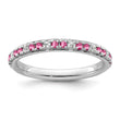 14k White Gold Stackable Expressions Pink Tourmaline/Diamond Ring - Birthstone Company