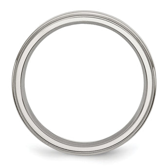 Stainless Steel Ridged Edge 5mm Polished Band - Birthstone Company
