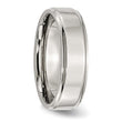 Stainless Steel Ridged Edge 7mm Polished Band - Birthstone Company