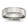 Stainless Steel Ridged Edge 7mm Polished Band - Birthstone Company