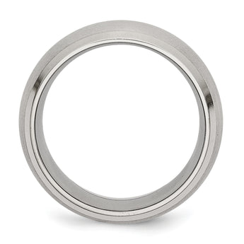 Stainless Steel Beveled Edge 10mm Brushed and Polished Band - Birthstone Company