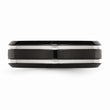 Stainless Steel Black Wedding Band with Grooved Polished Finish Engravable - 9.5
