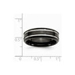 Stainless Steel Black Wedding Band with Grooved Polished Finish Engravable - 9.5