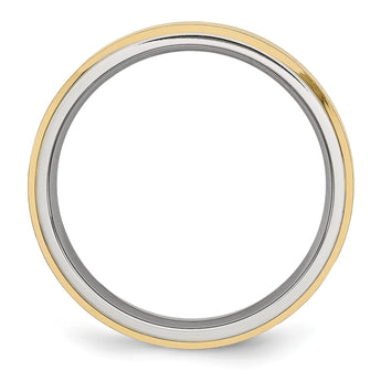 Stainless Steel Beveled Edge 5mm Brushed/Polished Yellow IP-plated Band - Birthstone Company
