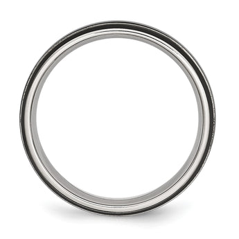Stainless Steel Grooved & Polished 6mm Black IP-plated Band - Birthstone Company