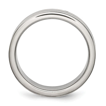 Stainless Steel 6mm Grooved and Black Rubber Band - Birthstone Company