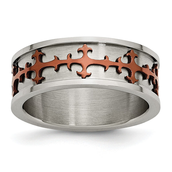Stainless Steel Brown IP-plated Crosses Ring - Birthstone Company