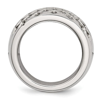 Stainless Steel White CZs Polished Ring - Birthstone Company