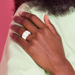 Stainless Steel White Enamel Ring - Birthstone Company
