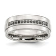 Chisel Stainless Steel Polished 1/6 Carat Black Diamond 8mm Flat Band
