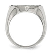 Stainless Steel Cross WithBlack Diamond Antiqued Shield Ring - Birthstone Company