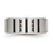 Stainless Steel Brushed Center Black IP-plated 1/6 Carat Diamond 9mm Band - Birthstone Company