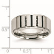 Stainless Steel Brushed Center Black IP-plated 1/6 Carat Diamond 9mm Band - Birthstone Company