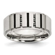 Stainless Steel Brushed Center Black IP-plated 1/6 Carat Diamond 9mm Band - Birthstone Company