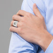 Black & White Diamond Men's Ring in Stainless Steel - Birthstone Company