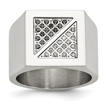 Black & White Diamond Men's Ring in Stainless Steel - Birthstone Company