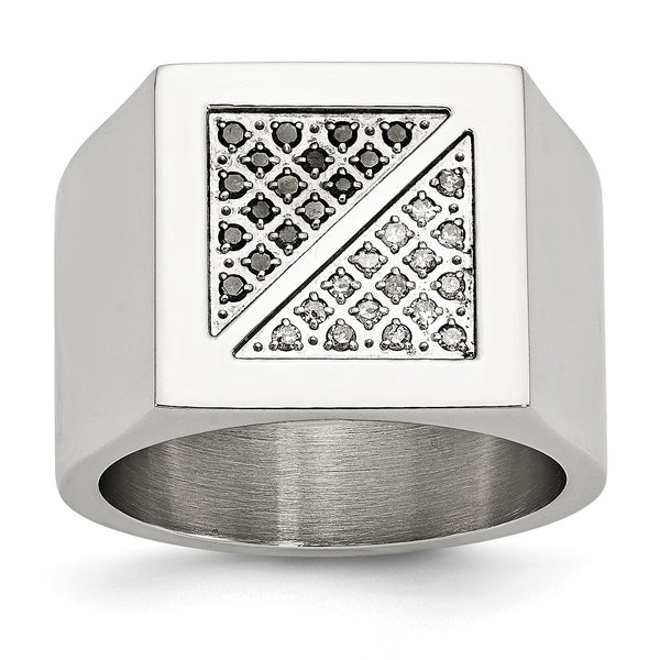 Black & White Diamond Men's Ring in Stainless Steel - Birthstone Company