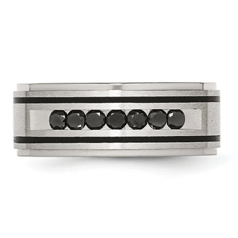 Chisel Stainless Steel Brushed and Polished Black IP-plated 1/2 Carat Black Diamond 9mm Band
