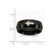 Stainless Steel Diamond Cross Ring with Black IP Plating, Engravable, Polished Finish