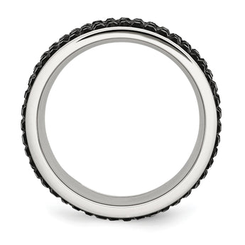 Stainless Steel Black Crystal 9mm Eternity Ring - Birthstone Company