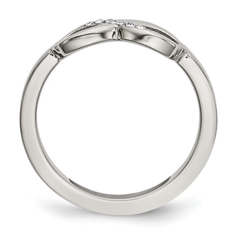 Stainless Steel Polished Infinity Symbol CZ Ring - Birthstone Company